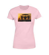 Thumbnail for Military Plane at Sunset Designed Women T-Shirts