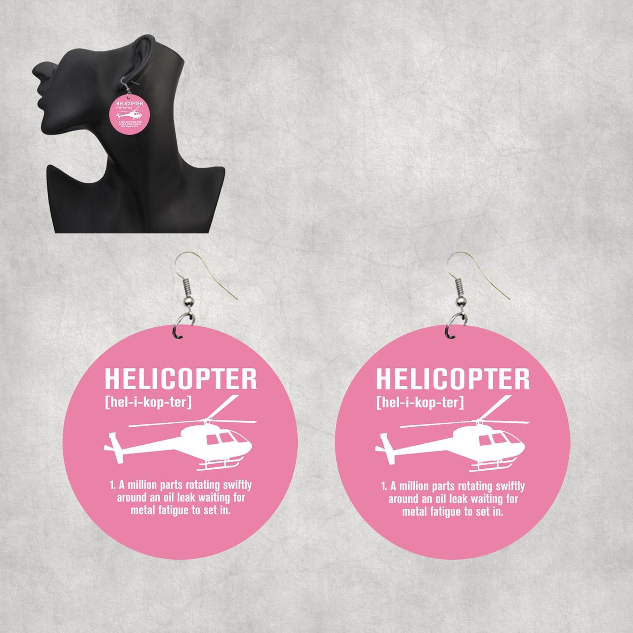 Helicopter [Noun] Designed Wooden Drop Earrings