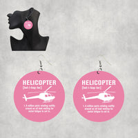 Thumbnail for Helicopter [Noun] Designed Wooden Drop Earrings