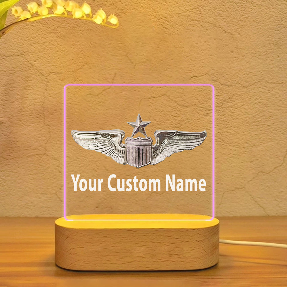 Custom Name (US Air Force & Star) Designed Night Lamp