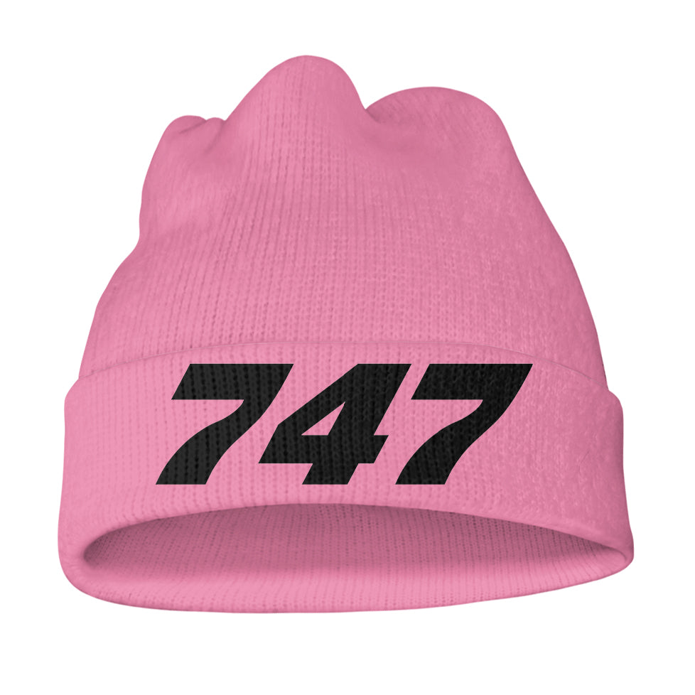 747 Flat Text Knit 3D Beanies