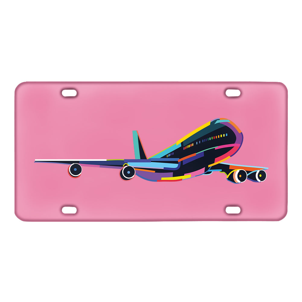 Multicolor Airplane Designed Metal (License) Plates