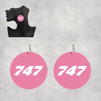 Thumbnail for 747 Flat Text Designed Wooden Drop Earrings