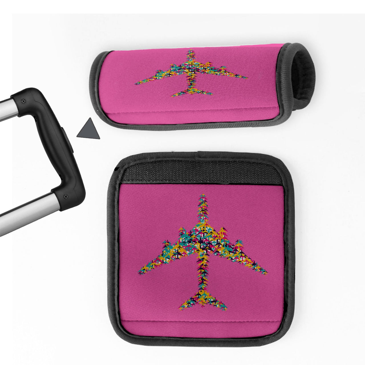 Colourful Airplane Designed Neoprene Luggage Handle Covers