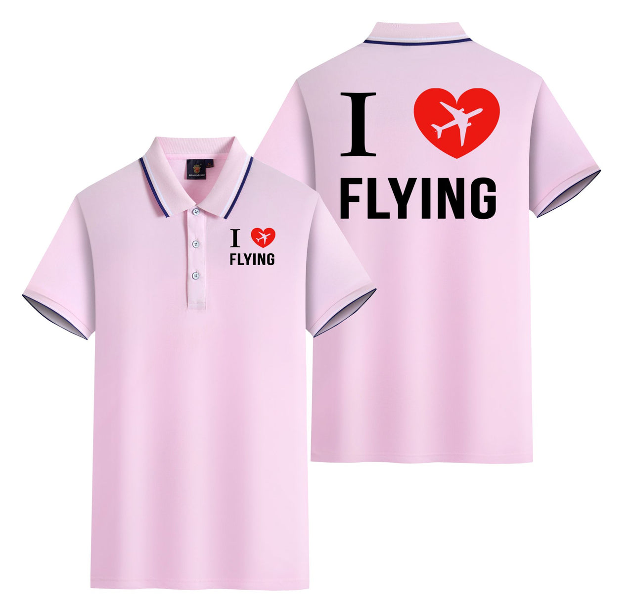 I Love Flying Designed Stylish Polo T-Shirts (Double-Side)