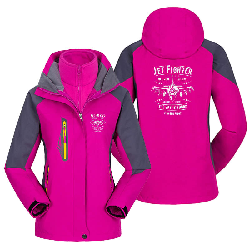 Jet Fighter - The Sky is Yours Designed Thick "WOMEN" Skiing Jackets