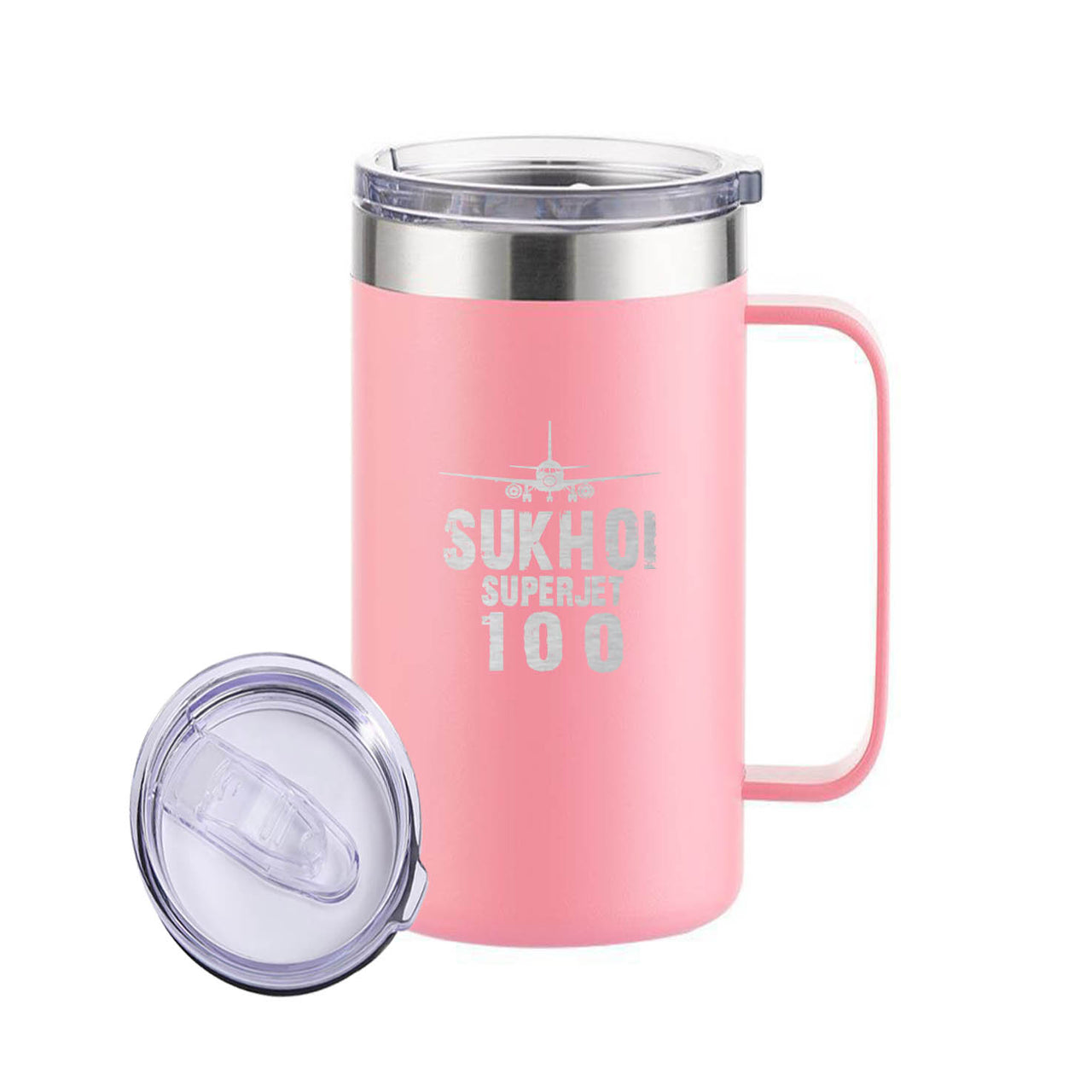 Sukhoi Superjet 100 & Plane Designed Stainless Steel Beer Mugs