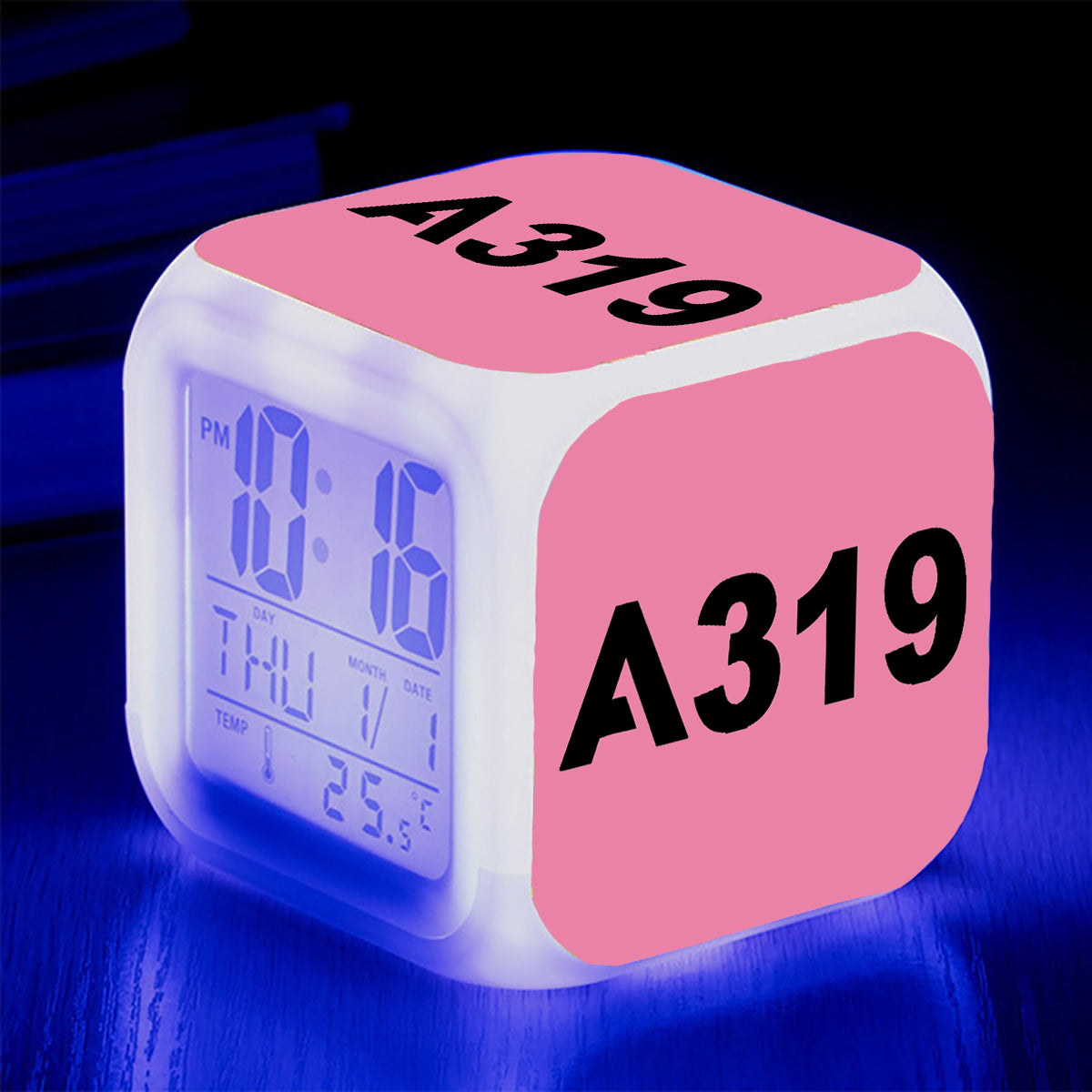 A319 Flat Text Designed "7 Colour" Digital Alarm Clock