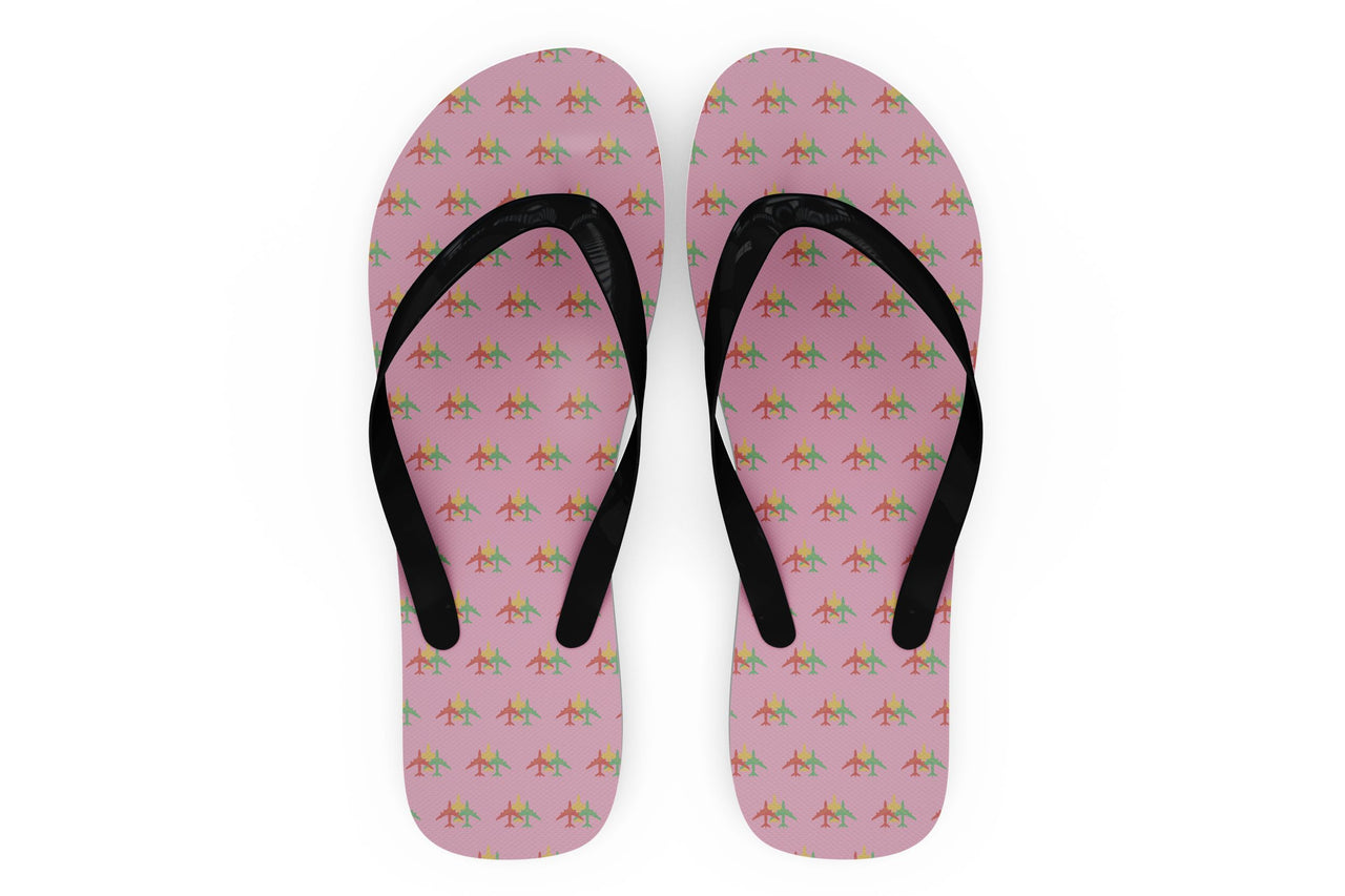 Colourful 3 Airplanes Designed Slippers (Flip Flops)