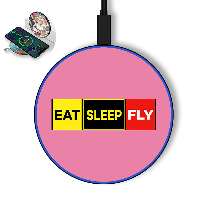 Eat Sleep Fly (Colourful) Designed Wireless Chargers