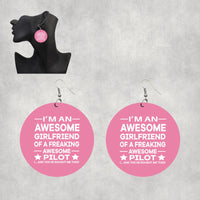 Thumbnail for I am an Awesome Girlfriend Designed Wooden Drop Earrings