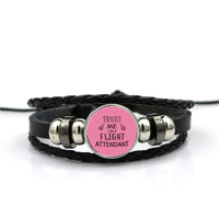 Thumbnail for Trust Me I'm a Flight Attendant Designed Leather Bracelets