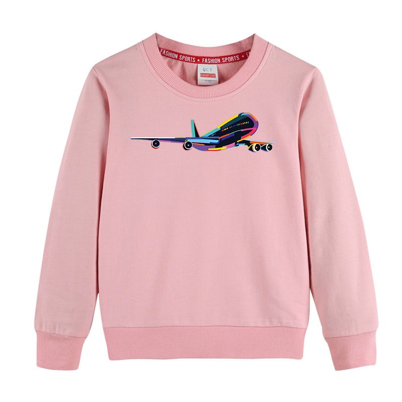 Multicolor Airplane Designed "CHILDREN" Sweatshirts
