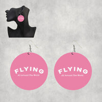 Thumbnail for Flying All Around The World Designed Wooden Drop Earrings