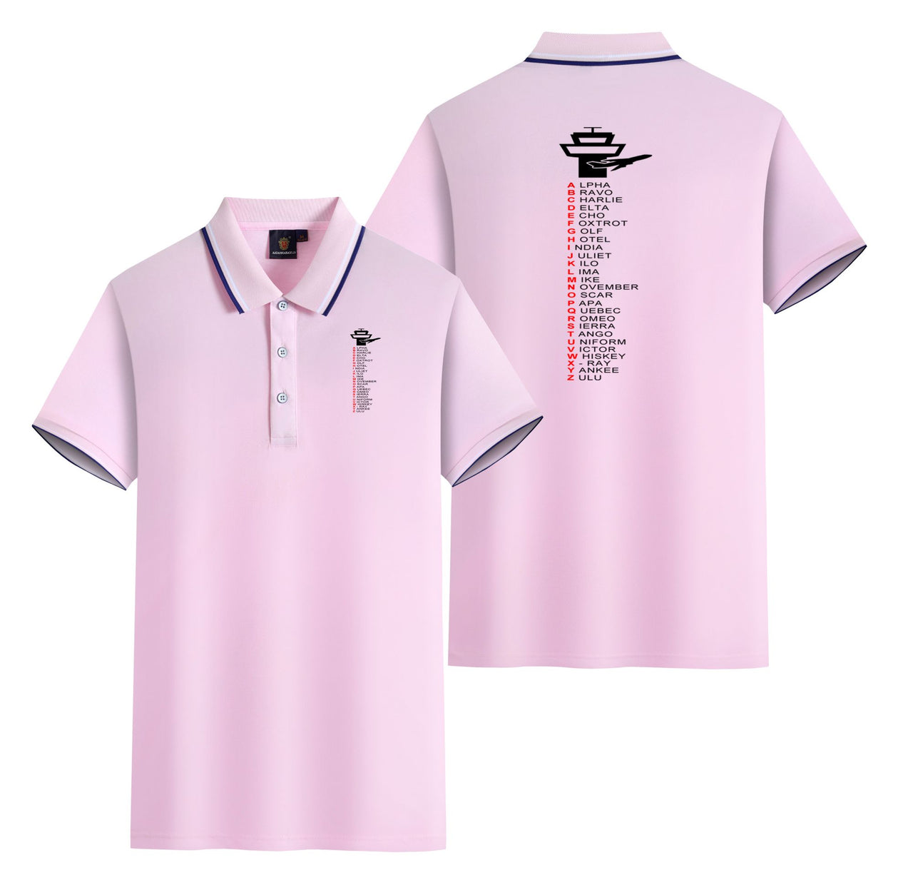 Aviation Alphabet Designed Stylish Polo T-Shirts (Double-Side)