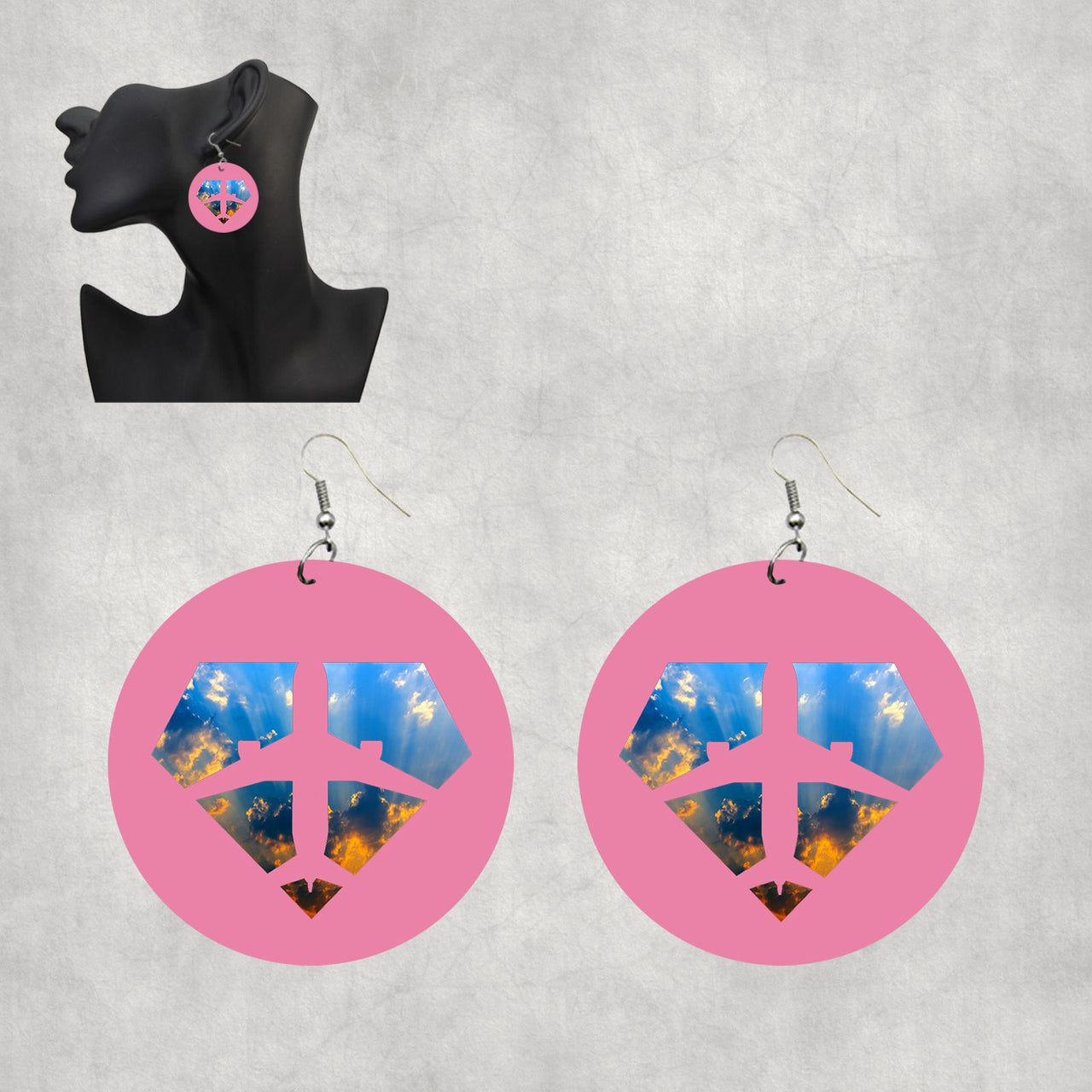 Supermen of The Skies (Sunrise) Designed Wooden Drop Earrings