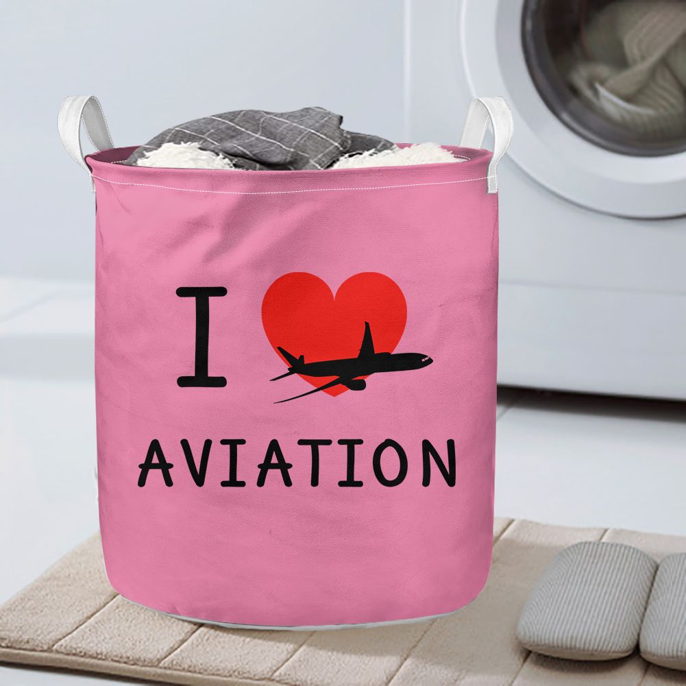 I Love Aviation Designed Laundry Baskets