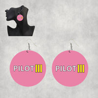 Thumbnail for Pilot & Stripes (3 Lines) Designed Wooden Drop Earrings