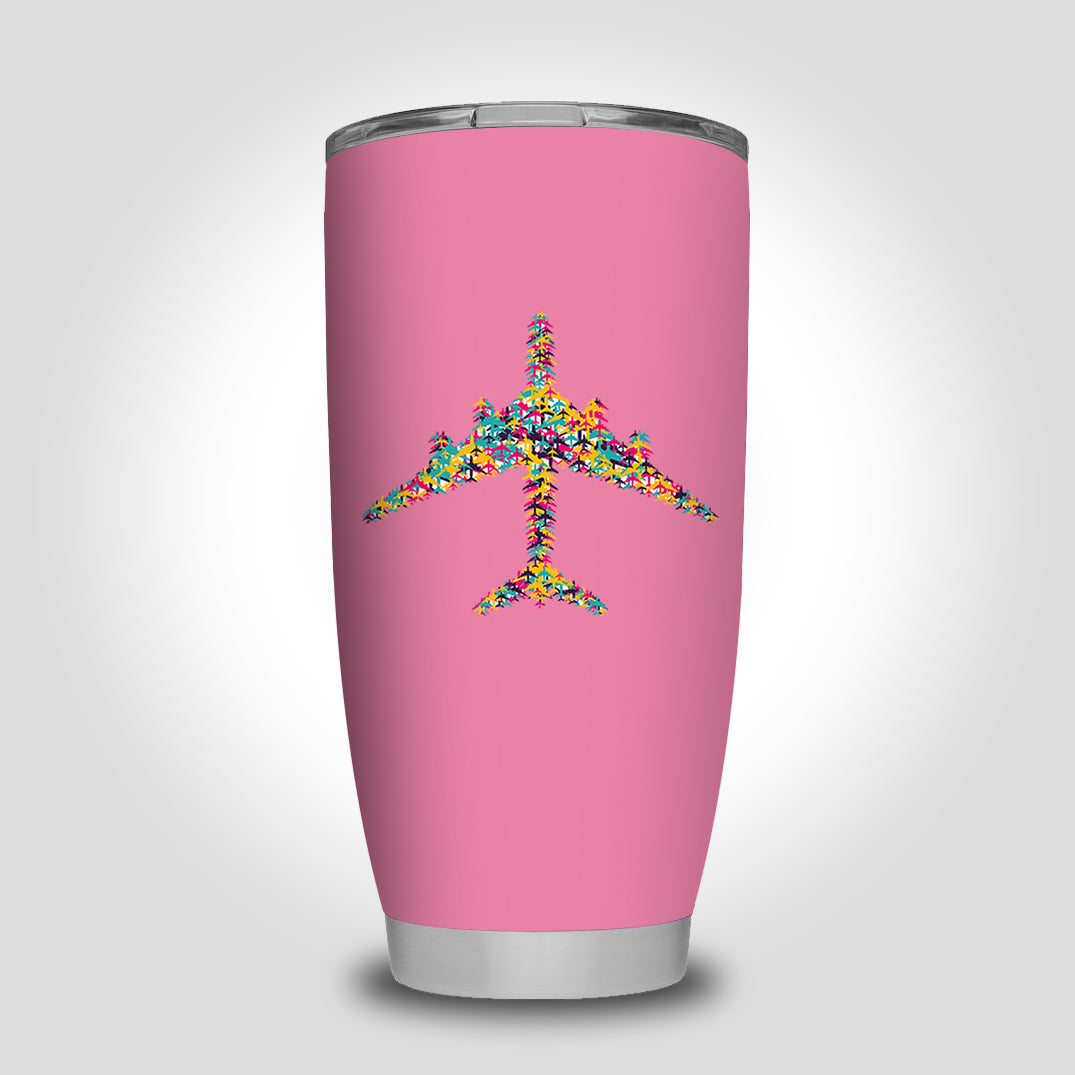 Colourful Airplane Designed Tumbler Travel Mugs