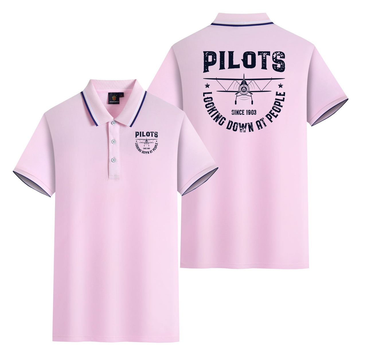 Pilots Looking Down at People Since 1903 Designed Stylish Polo T-Shirts (Double-Side)
