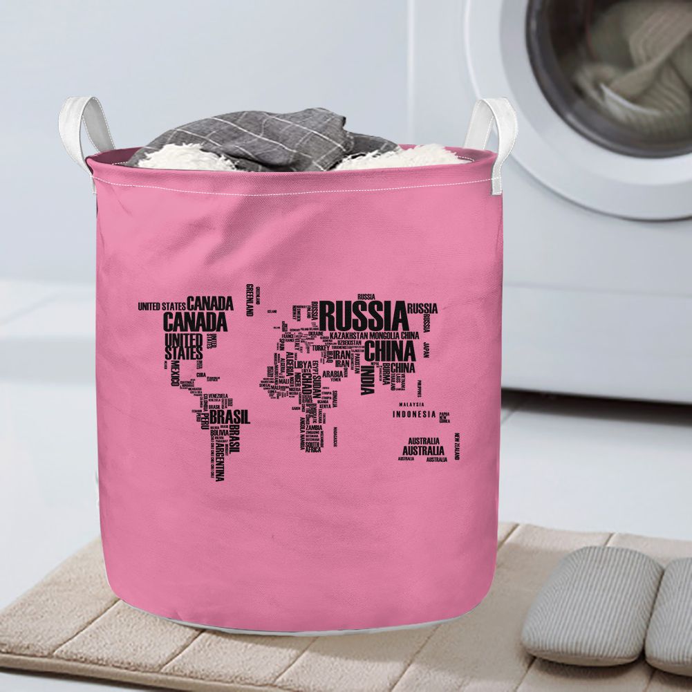 World Map (Text) Designed Laundry Baskets