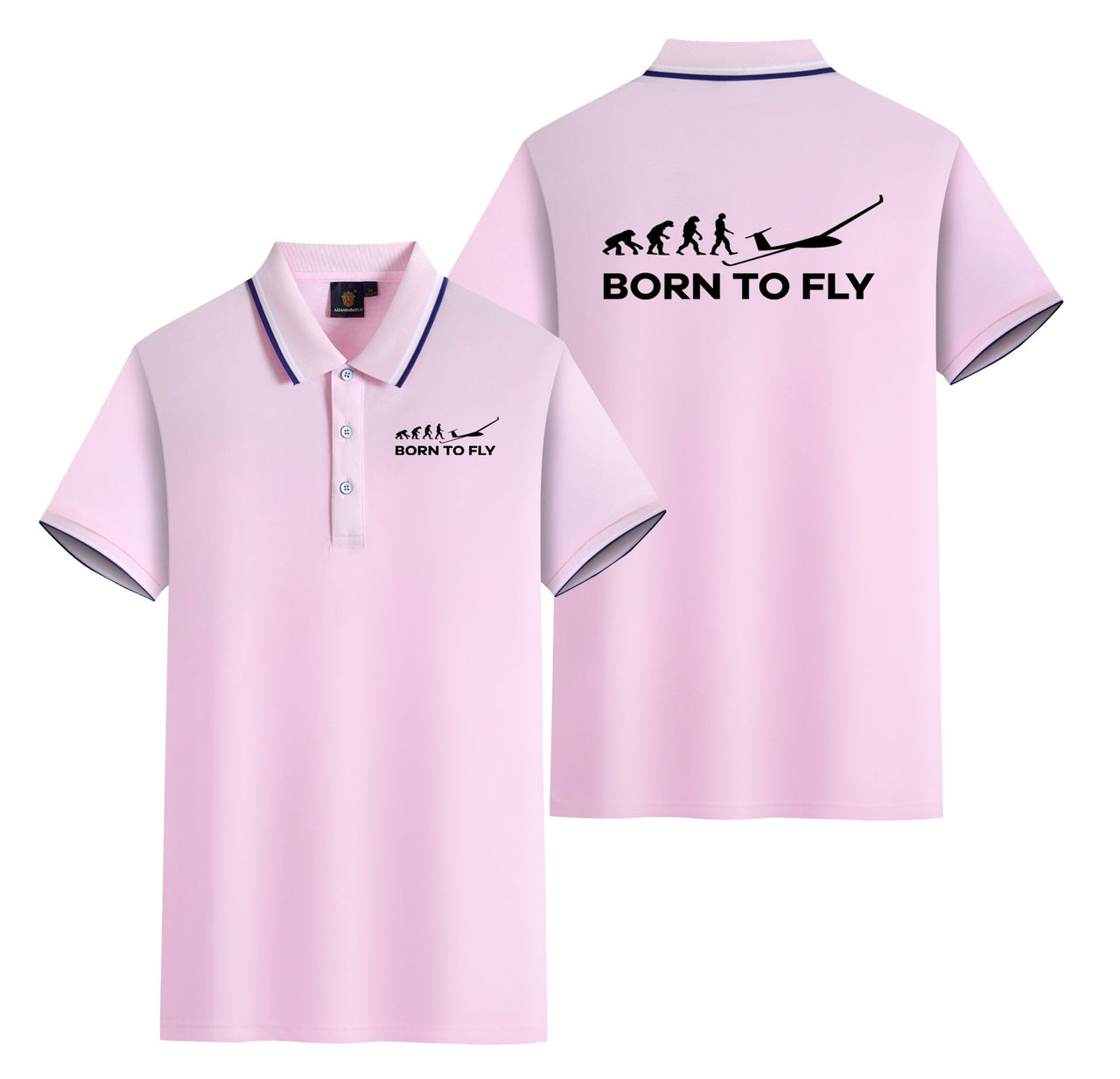 Born To Fly Glider Designed Stylish Polo T-Shirts (Double-Side)