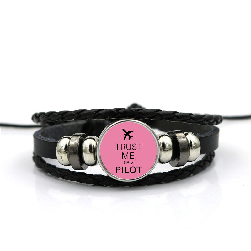 Trust Me I'm a Pilot 2 Designed Leather Bracelets