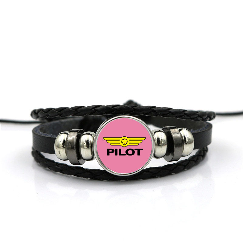 Pilot & Badge Designed Leather Bracelets