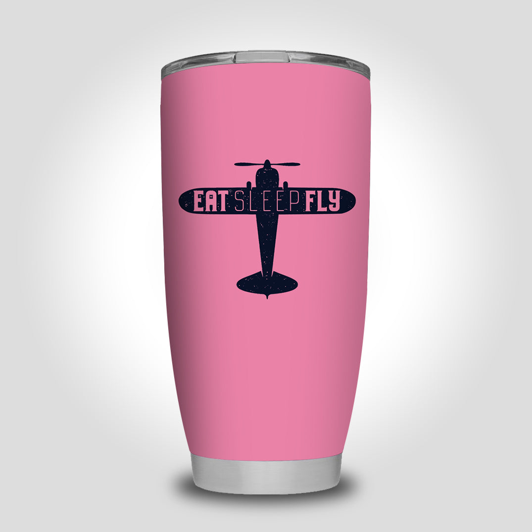 Eat Sleep Fly & Propeller Designed Tumbler Travel Mugs