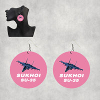 Thumbnail for The Sukhoi SU-35 Designed Wooden Drop Earrings