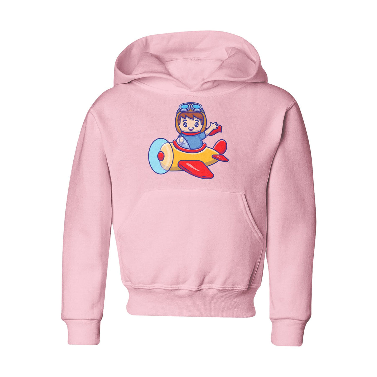 Cute Boy Driving Plane Cartoon Designed "CHILDREN" Hoodies