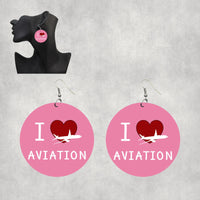 Thumbnail for I Love Aviation Designed Wooden Drop Earrings