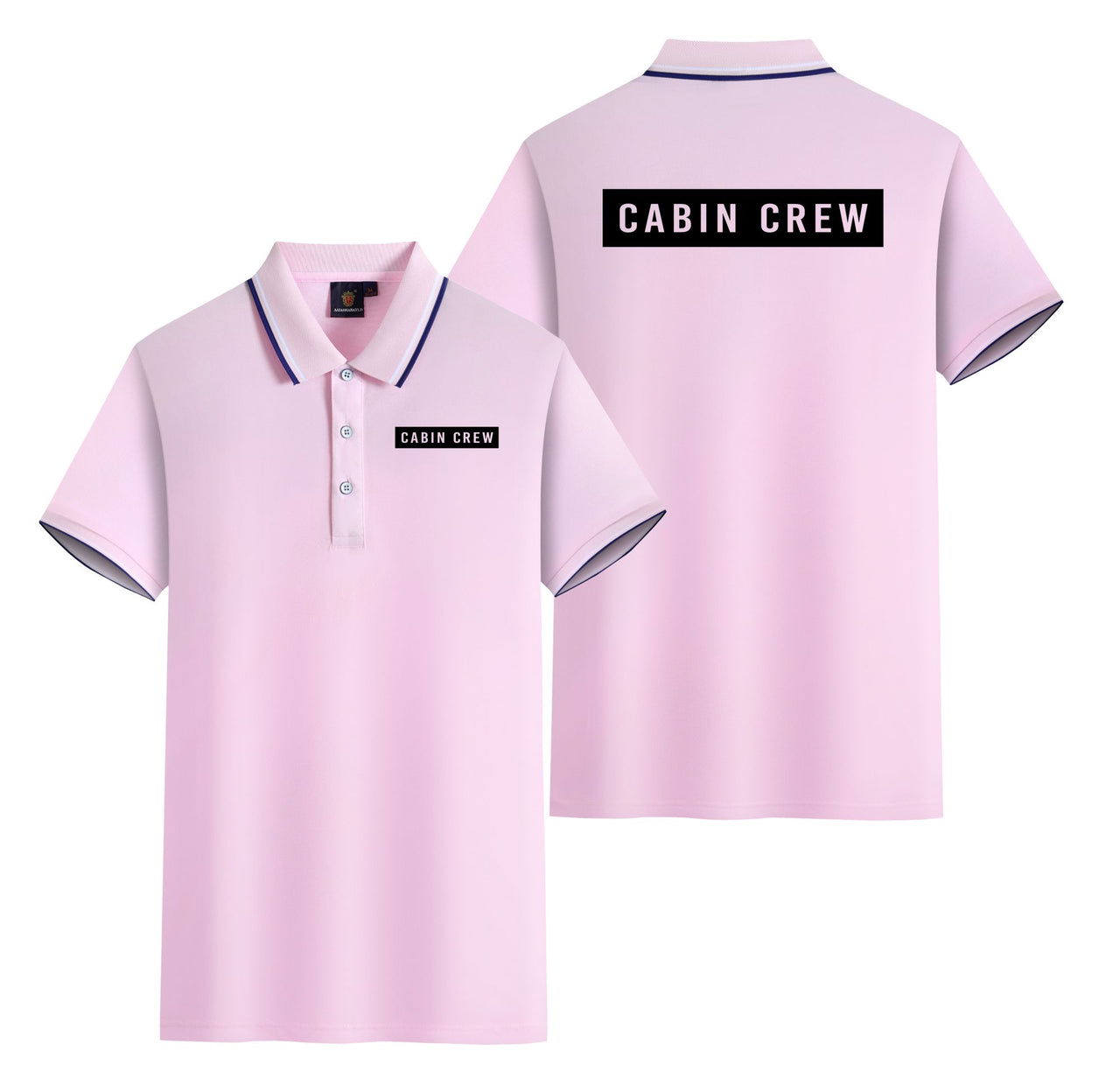 Cabin Crew Text Designed Stylish Polo T-Shirts (Double-Side)