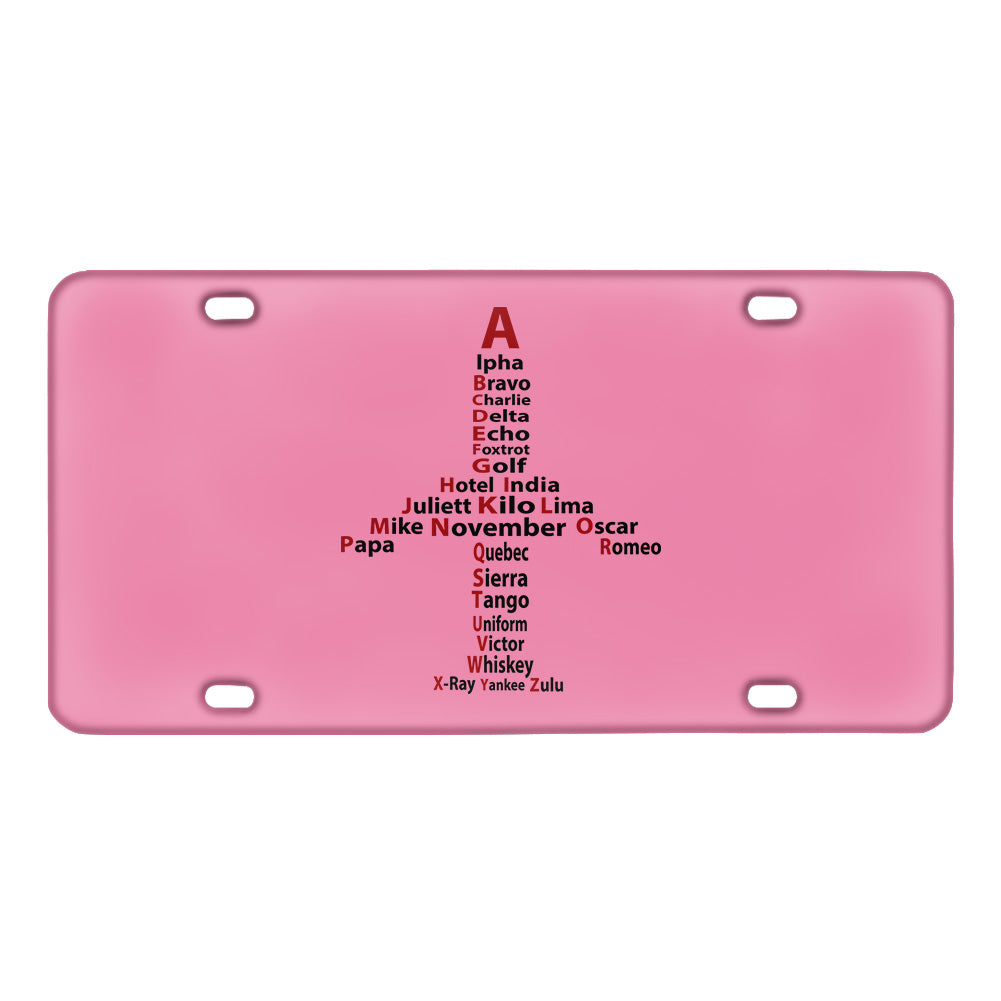 Airplane Shape Aviation Alphabet Designed Metal (License) Plates