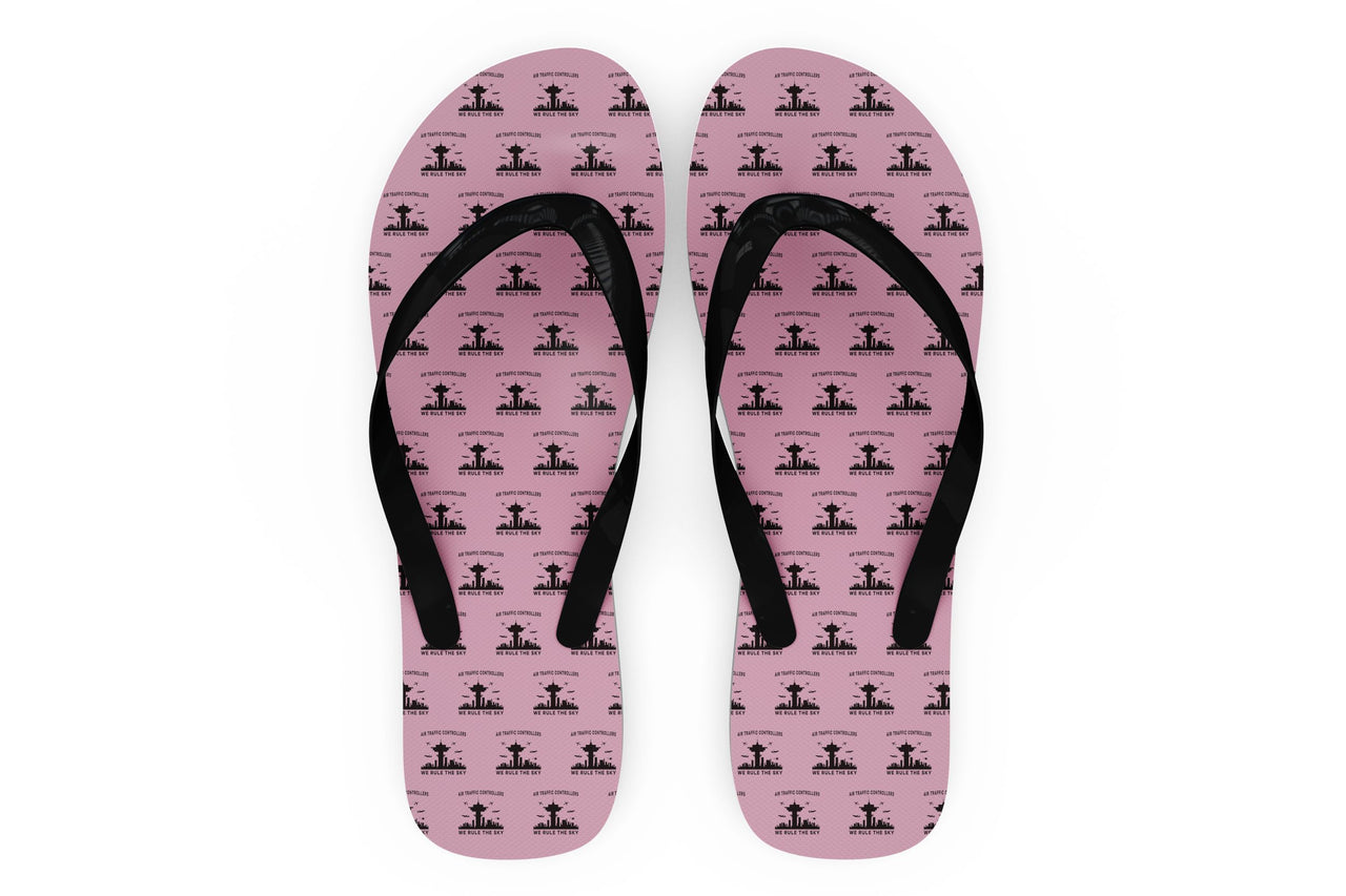 Air Traffic Controllers - We Rule The Sky Designed Slippers (Flip Flops)