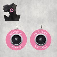 Thumbnail for In Thrust We Trust Designed Wooden Drop Earrings