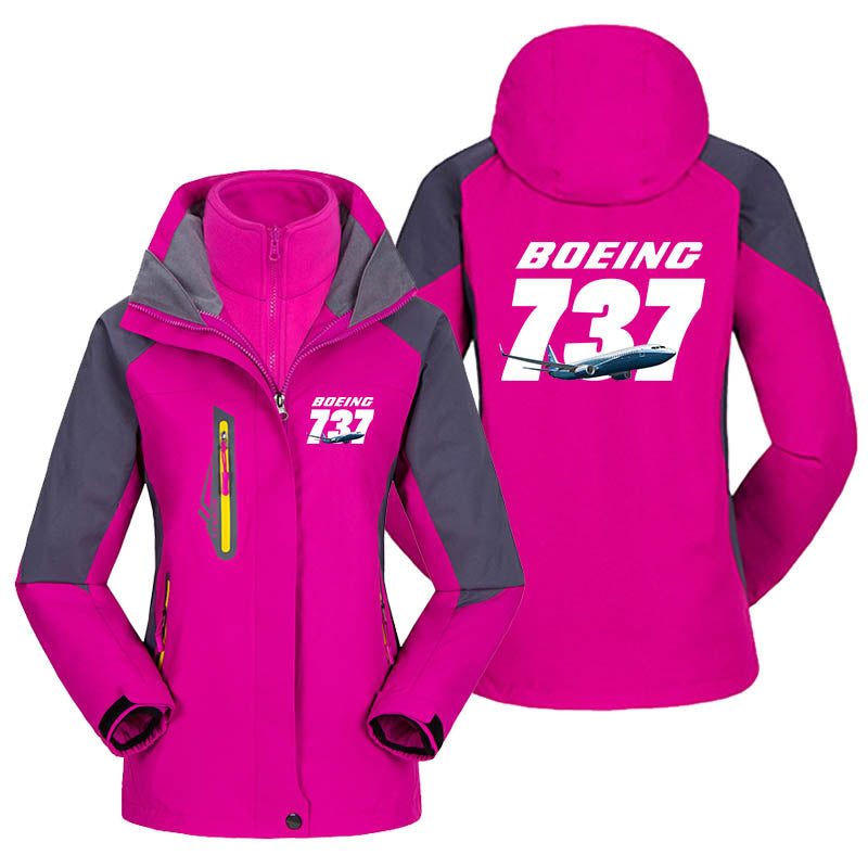 Super Boeing 737+Text Designed Thick "WOMEN" Skiing Jackets