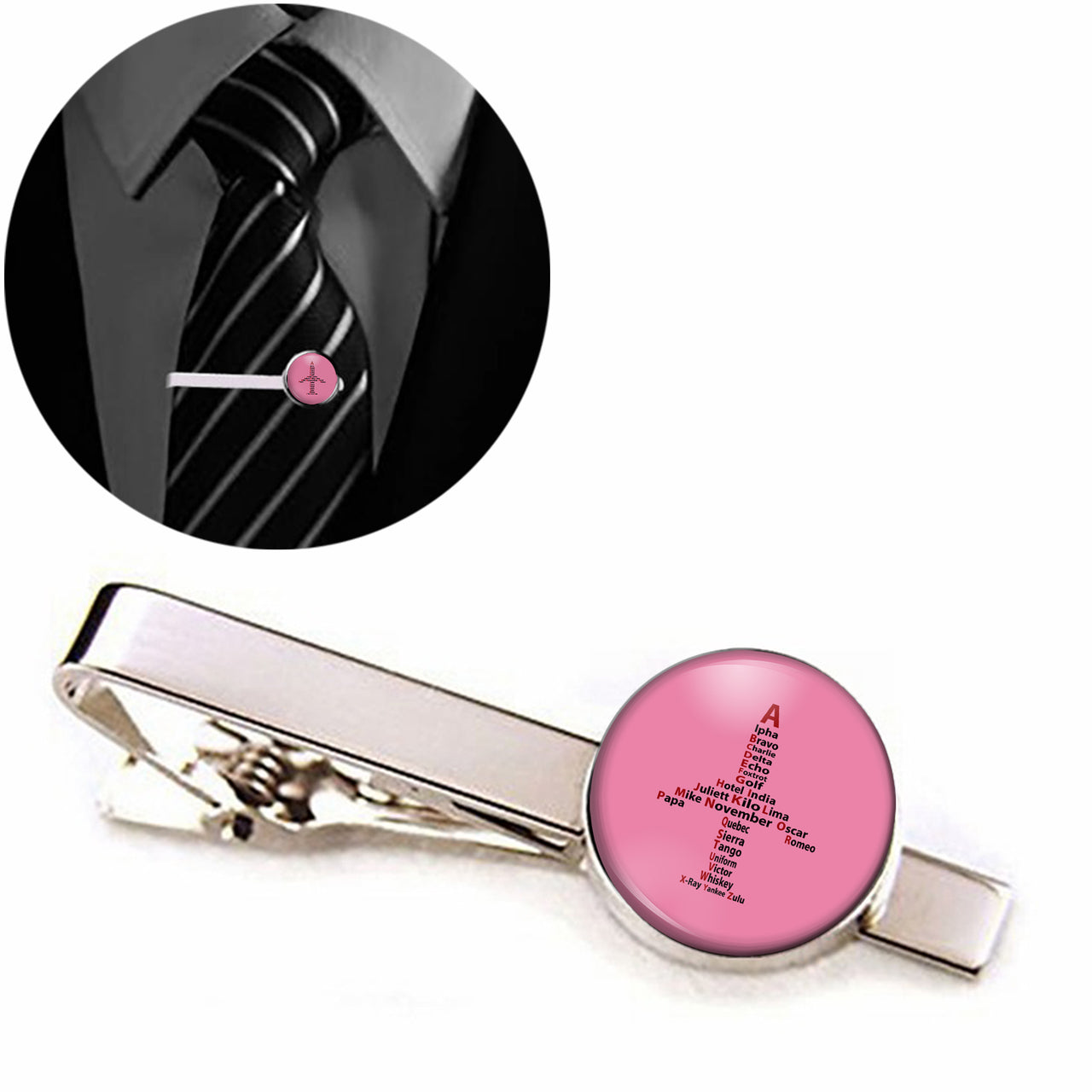 Airplane Shape Aviation Alphabet Designed Tie Clips
