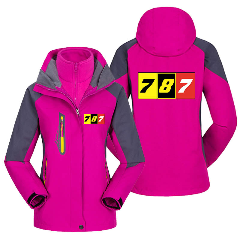 Flat Colourful 787 Designed Thick "WOMEN" Skiing Jackets