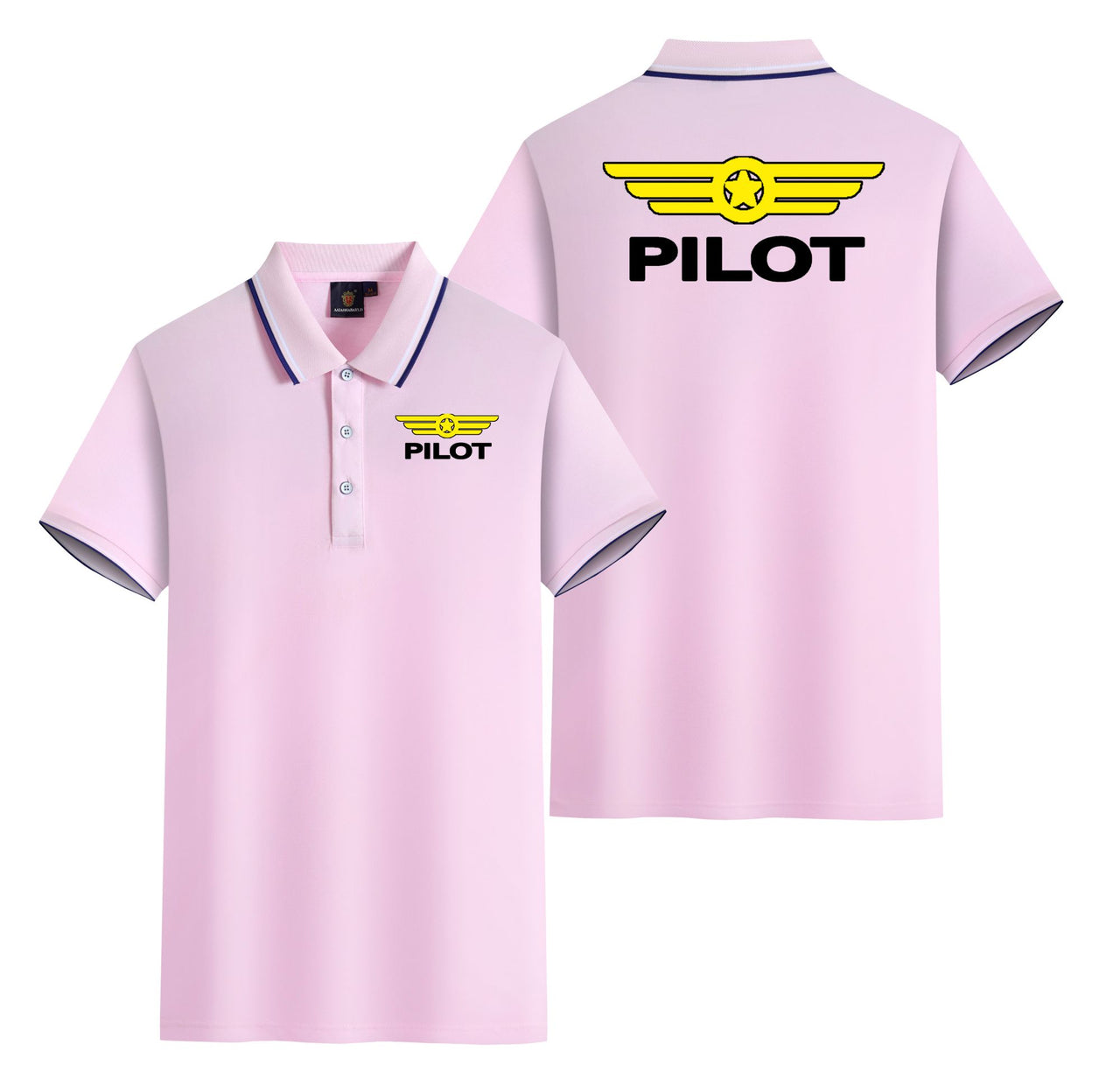 Pilot & Badge Designed Stylish Polo T-Shirts (Double-Side)