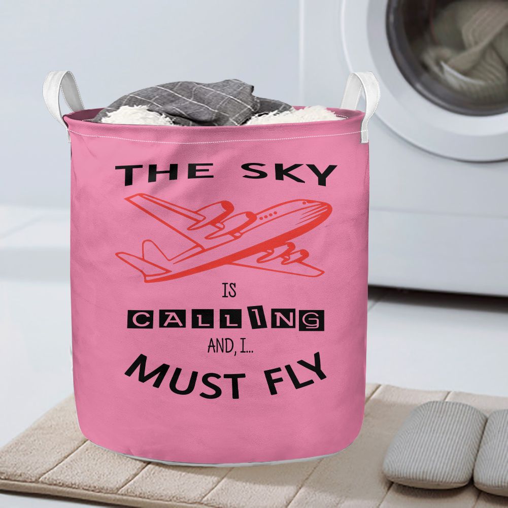 The Sky is Calling and I Must Fly Designed Laundry Baskets