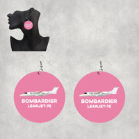 Thumbnail for The Bombardier Learjet 75 Designed Wooden Drop Earrings