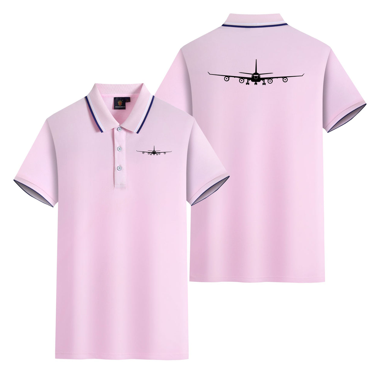 Airbus A340 Silhouette Designed Stylish Polo T-Shirts (Double-Side)