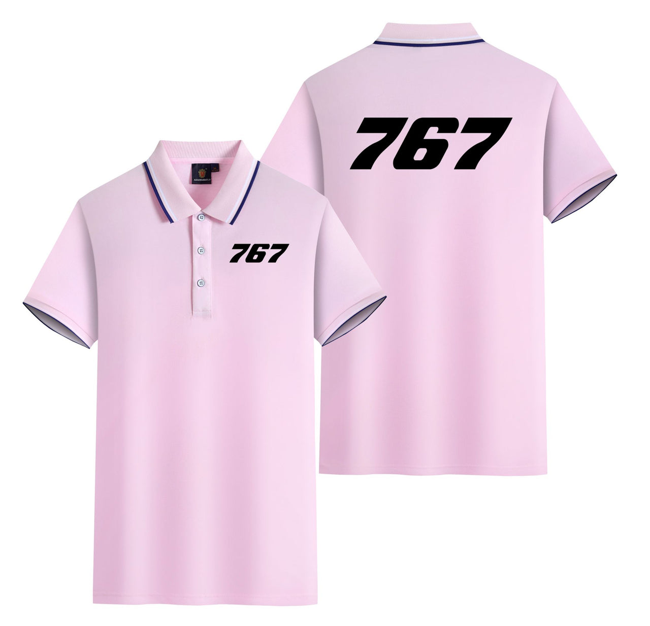 767 Flat Text Designed Stylish Polo T-Shirts (Double-Side)