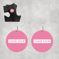 Thumbnail for Cabin Crew Text Designed Wooden Drop Earrings