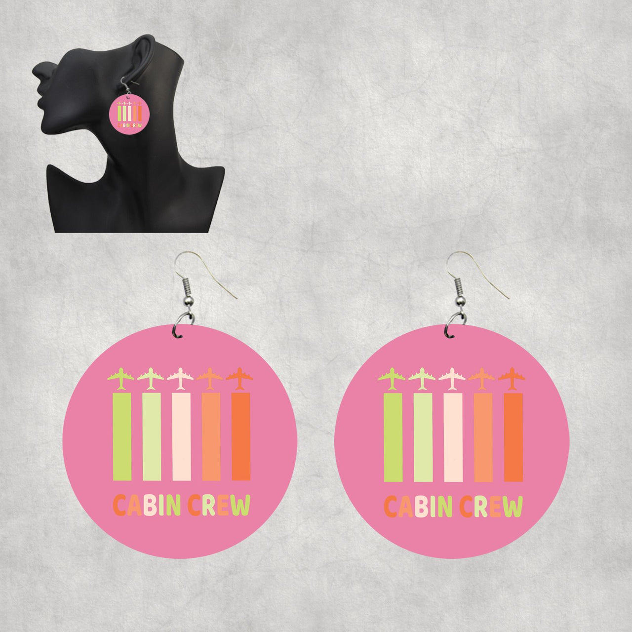 Colourful Cabin Crew Designed Wooden Drop Earrings