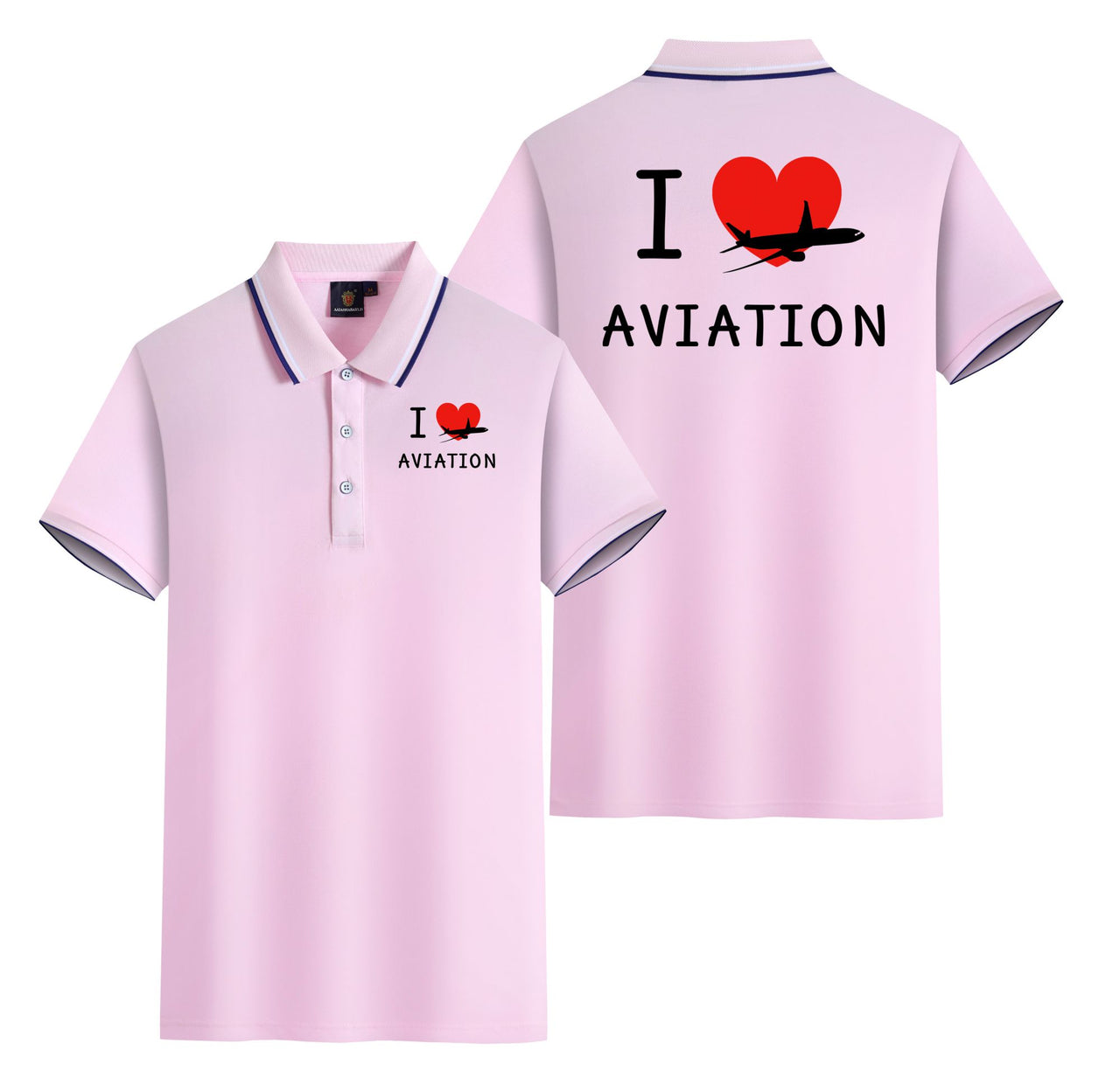 I Love Aviation Designed Stylish Polo T-Shirts (Double-Side)