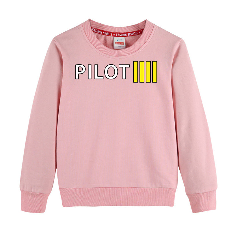 Pilot & Stripes (4 Lines) Designed "CHILDREN" Sweatshirts