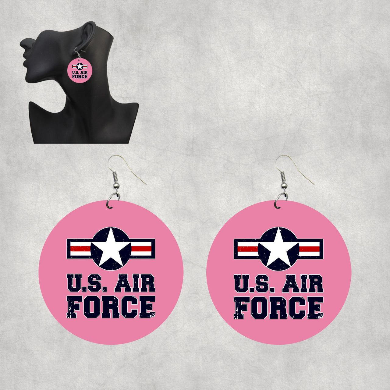 US Air Force Designed Wooden Drop Earrings