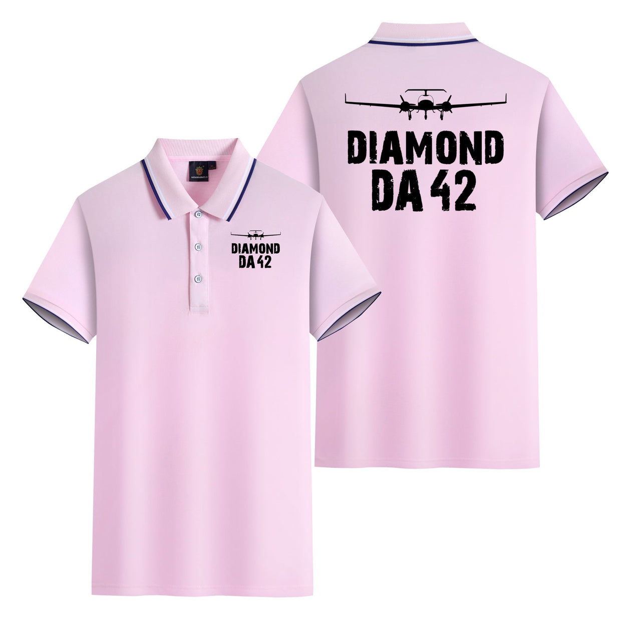 Diamond DA42 & Plane Designed Stylish Polo T-Shirts (Double-Side)